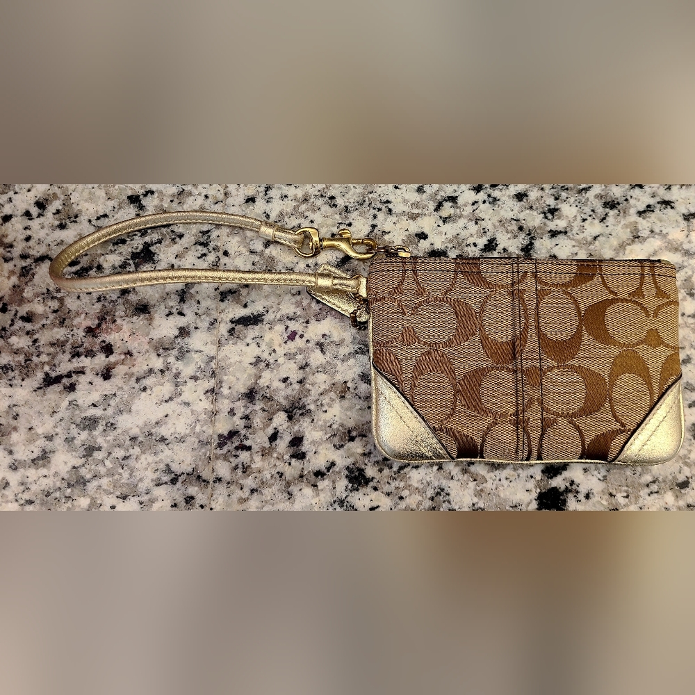 Coach gold small wristlet